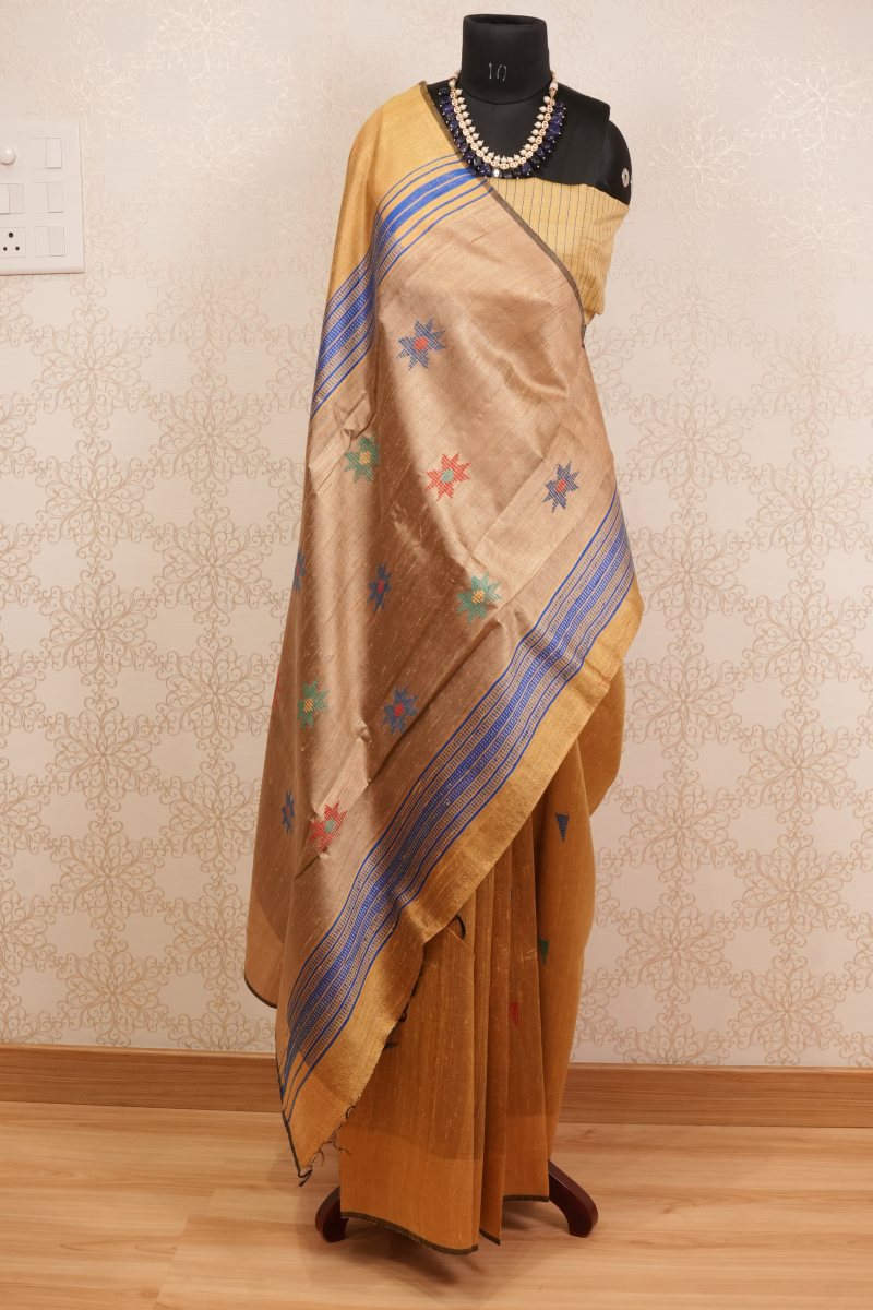 Natural Gold Bhagalpuri Tussar Silk Saree — photo 5
