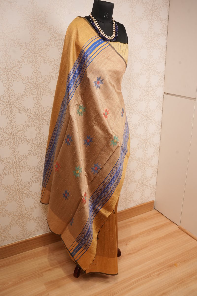 Natural Gold Bhagalpuri Tussar Silk Saree — photo 4