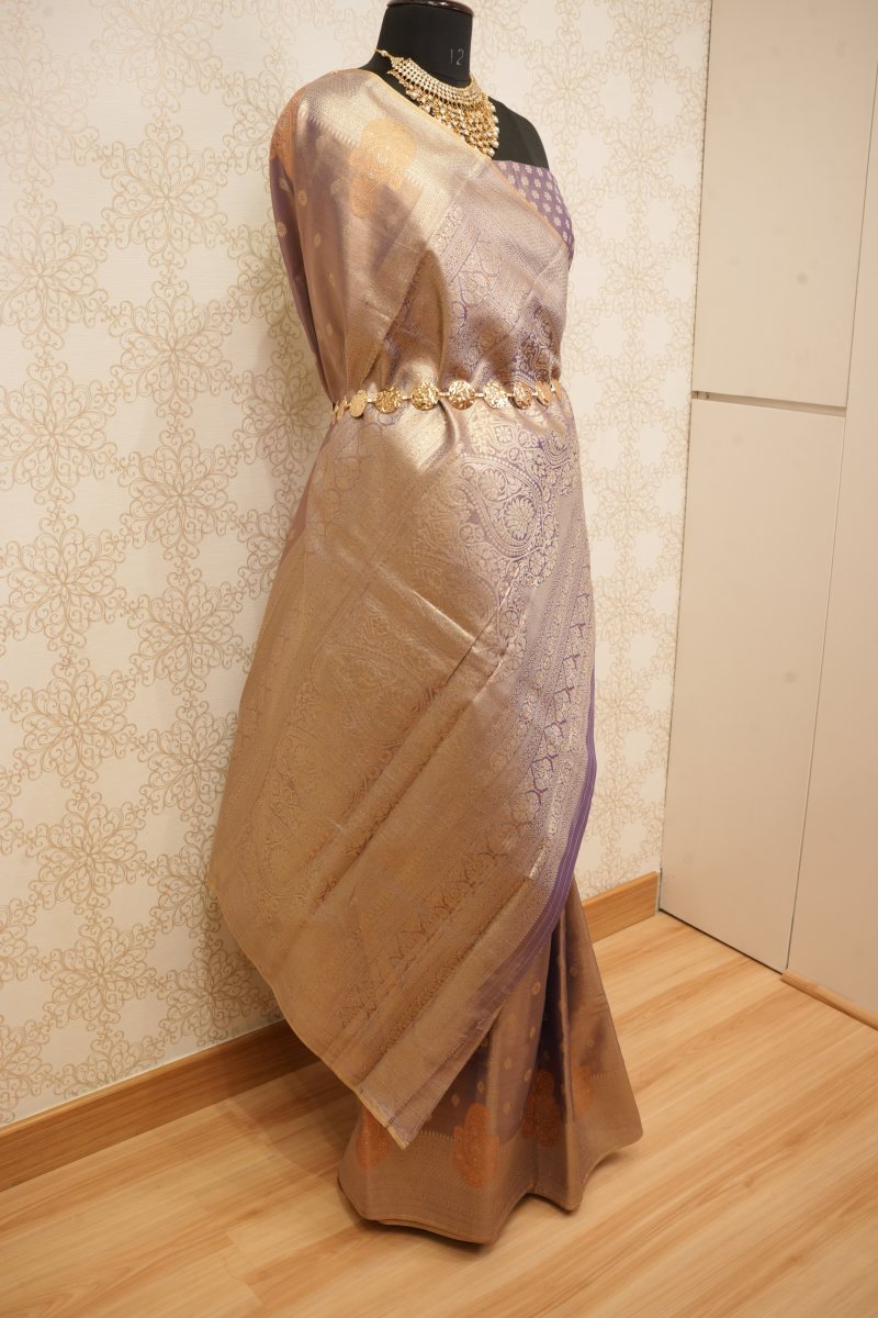 Champagne Gold Pochampally Silk Saree — photo 6