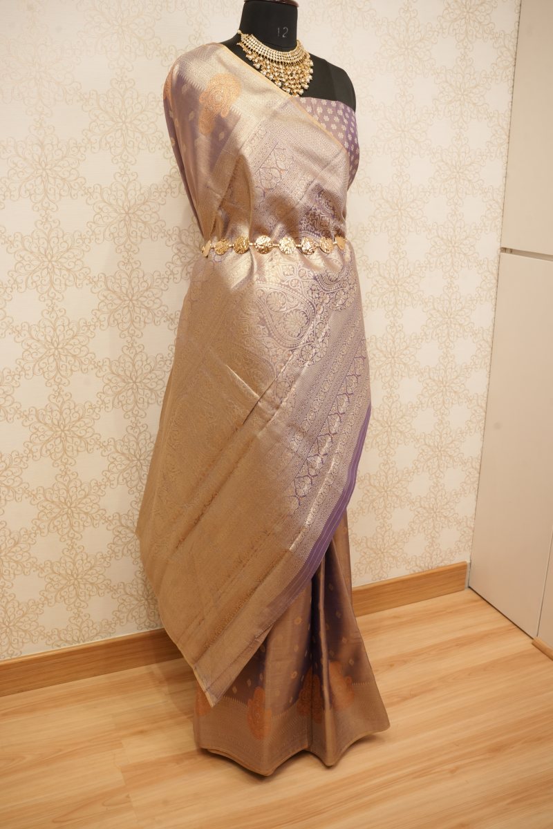 Champagne Gold Pochampally Silk Saree — photo 5